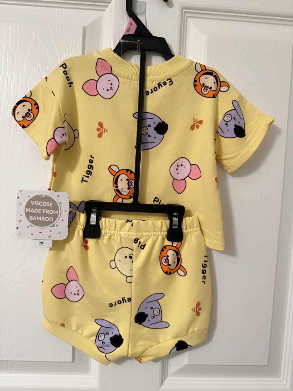 Disney Yellow Winnie the Pooh Baby Boy 2 Piece French Terry Short Set - Picture 9 of 11